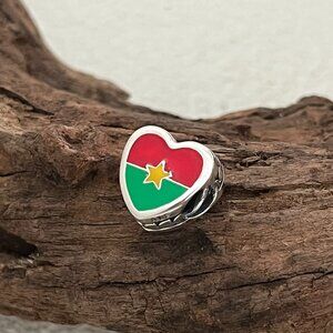 Pandora Burkina Faso Flag Exclusive Heart Charm S925 ALE Bead Charm